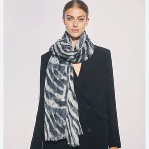 IRO Cobain Frayed Zebra Print Wool Scarf